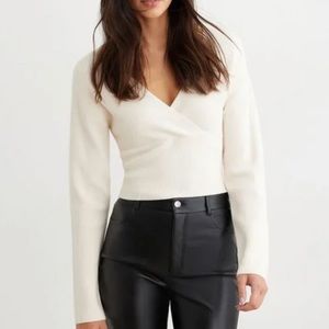 Dynamite Faux Wrap Ribbed Sweater